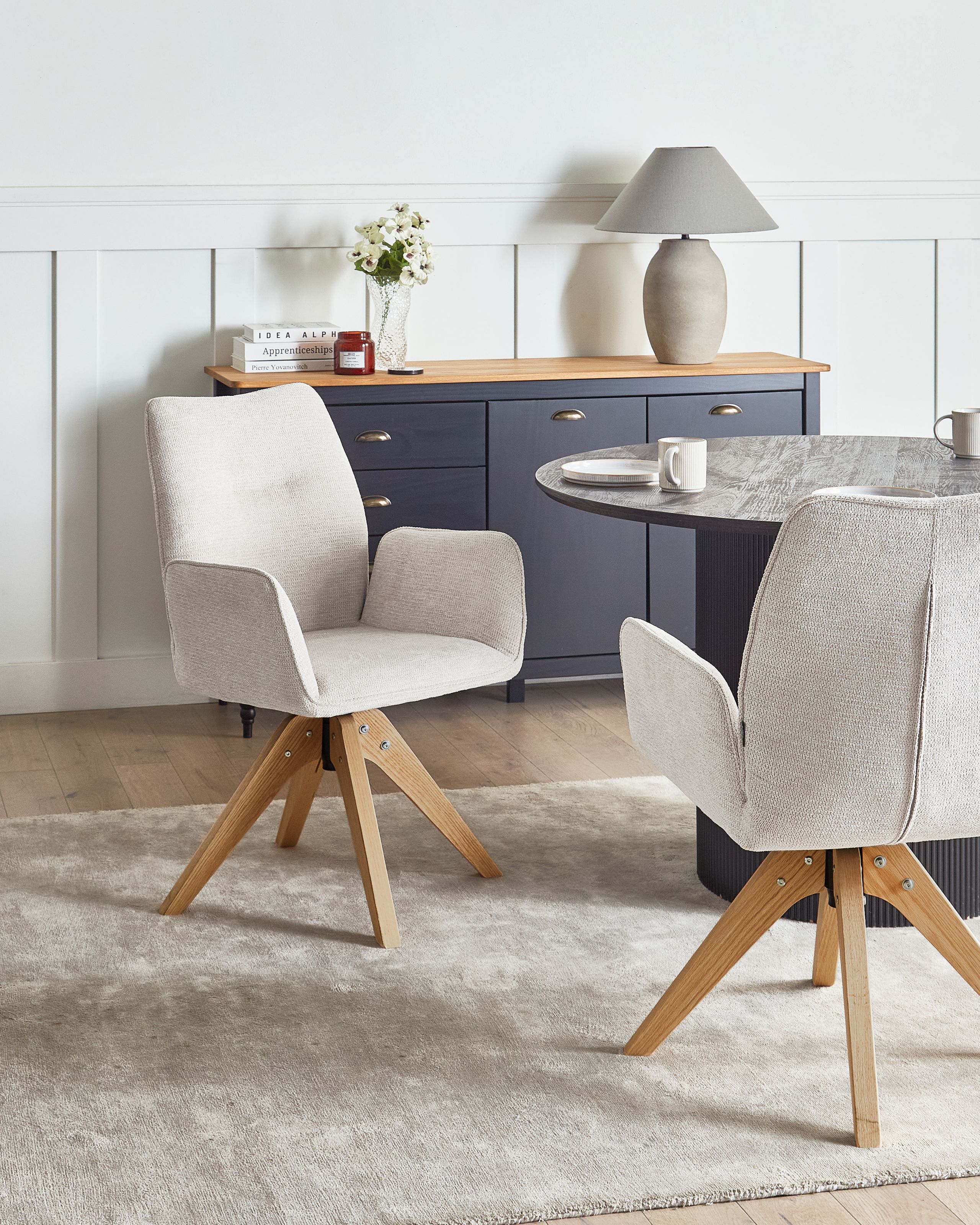 Spisebordsstol MOKENA Kunstlinned Lys Beige