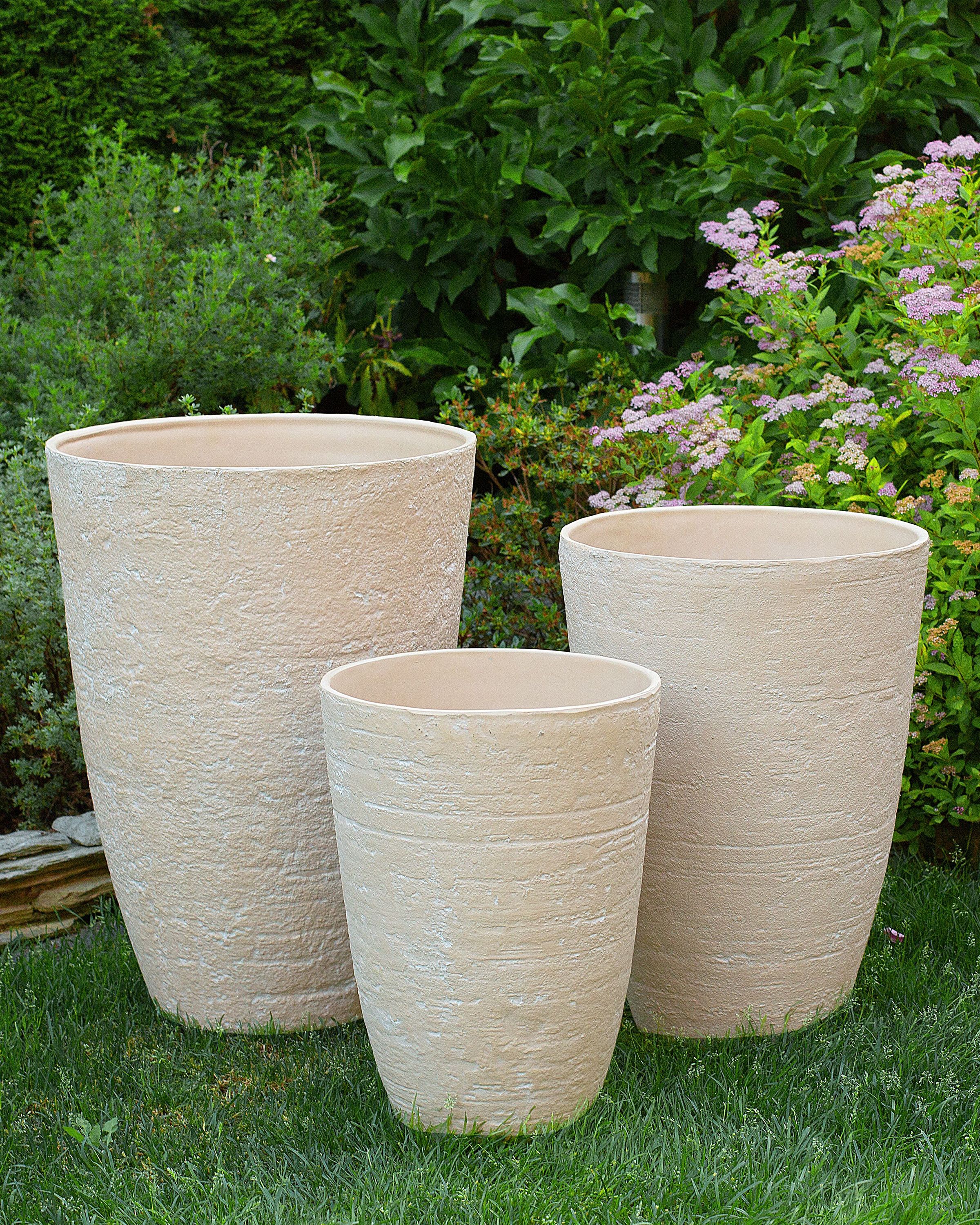 Sæt med 2 plantekrukker CAMIA 51 cm Beige