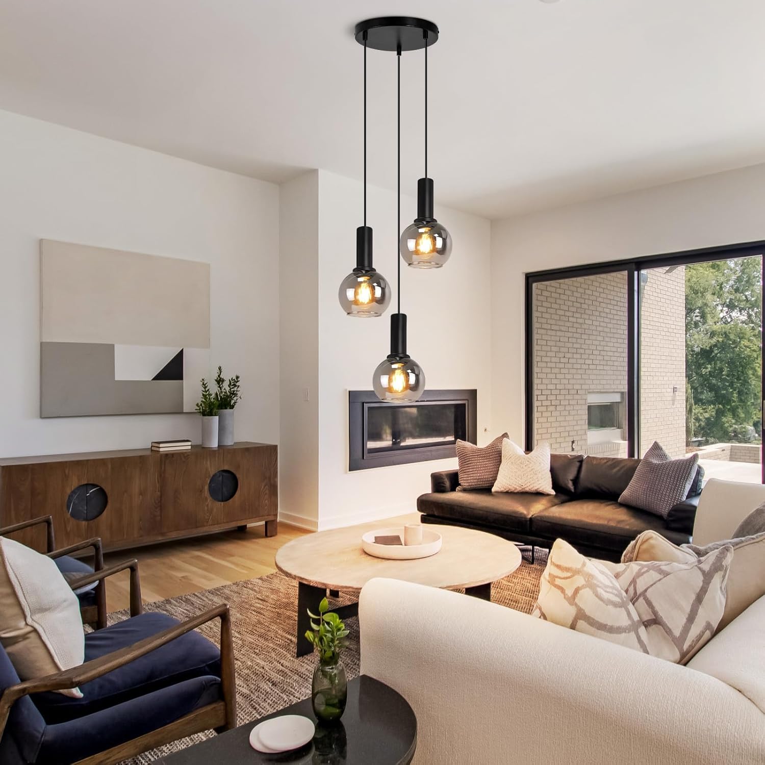 NETTLIFE pendellampe til spisebord, vintage-stil 3-flammende glaspendellampe, E27