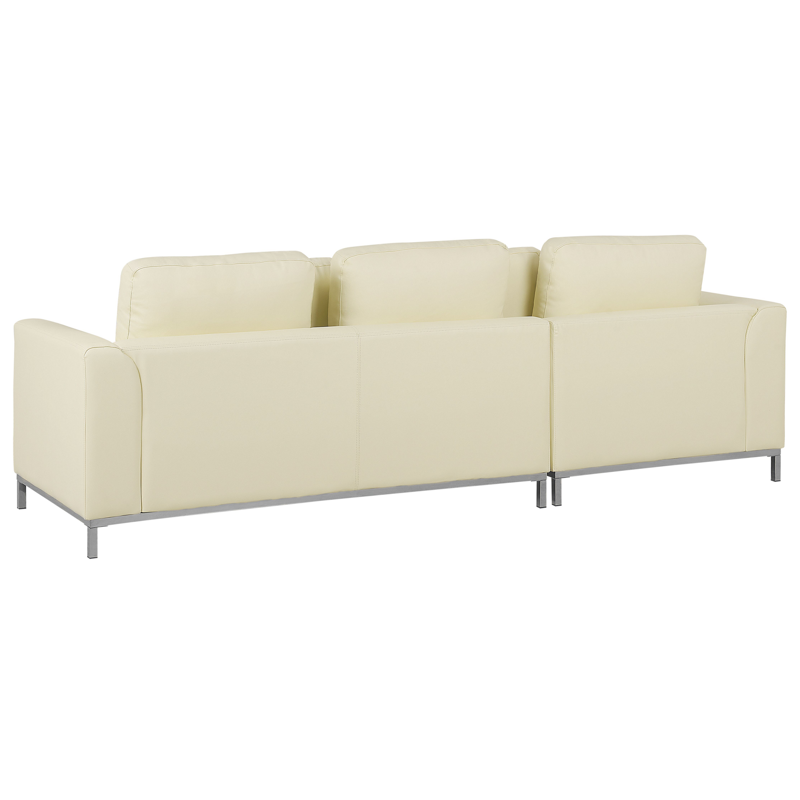 Hjørnesofa OSLO med fodskammel Ægte læder Lys Beige Højrevendt