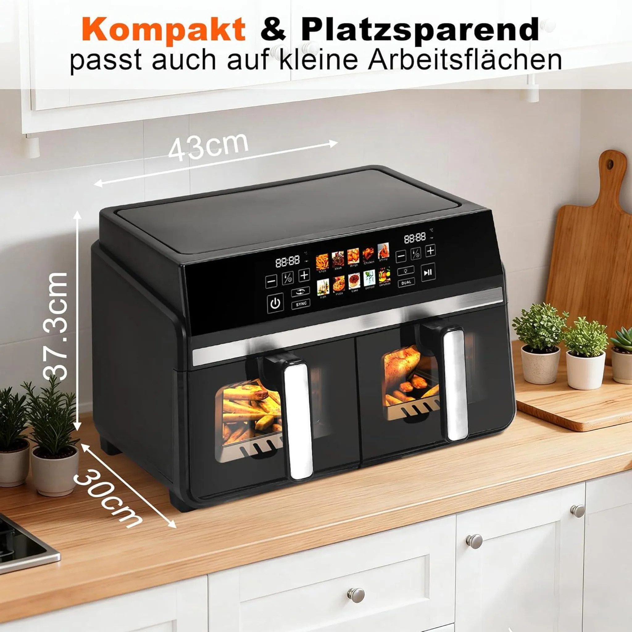ZMH dobbelt kammer luft frituregryde - 10 l, 13 funktioner, touch screen - køkken