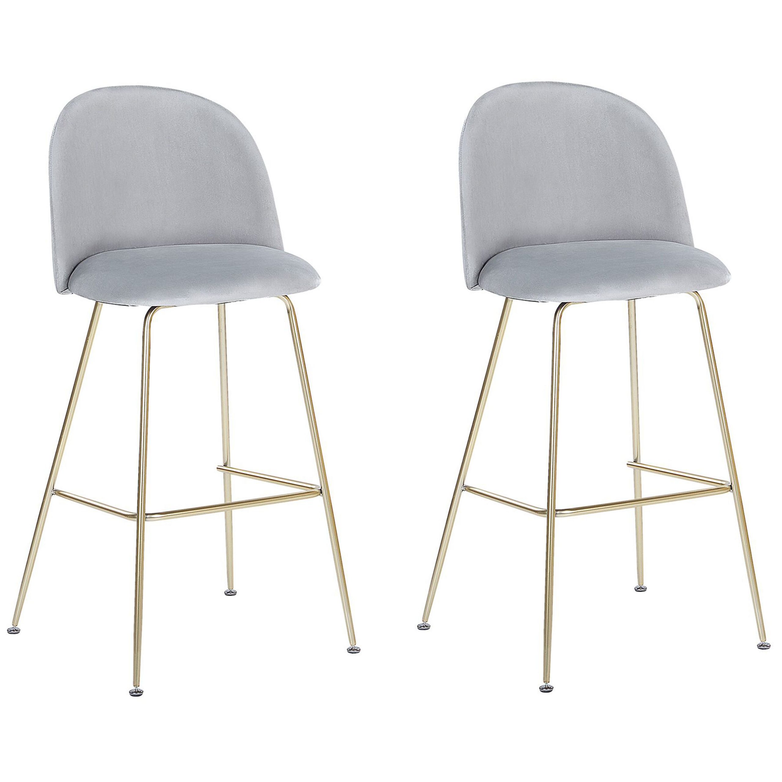 Sæt med 2 barstole ARCOLA Velour Lysegrå