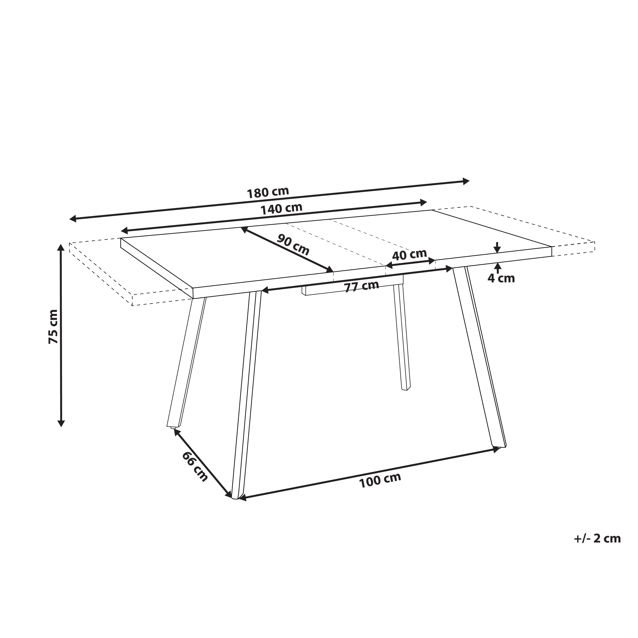 Spisebord med udtræk HARLOW Brun 140/180 cm 90 cm