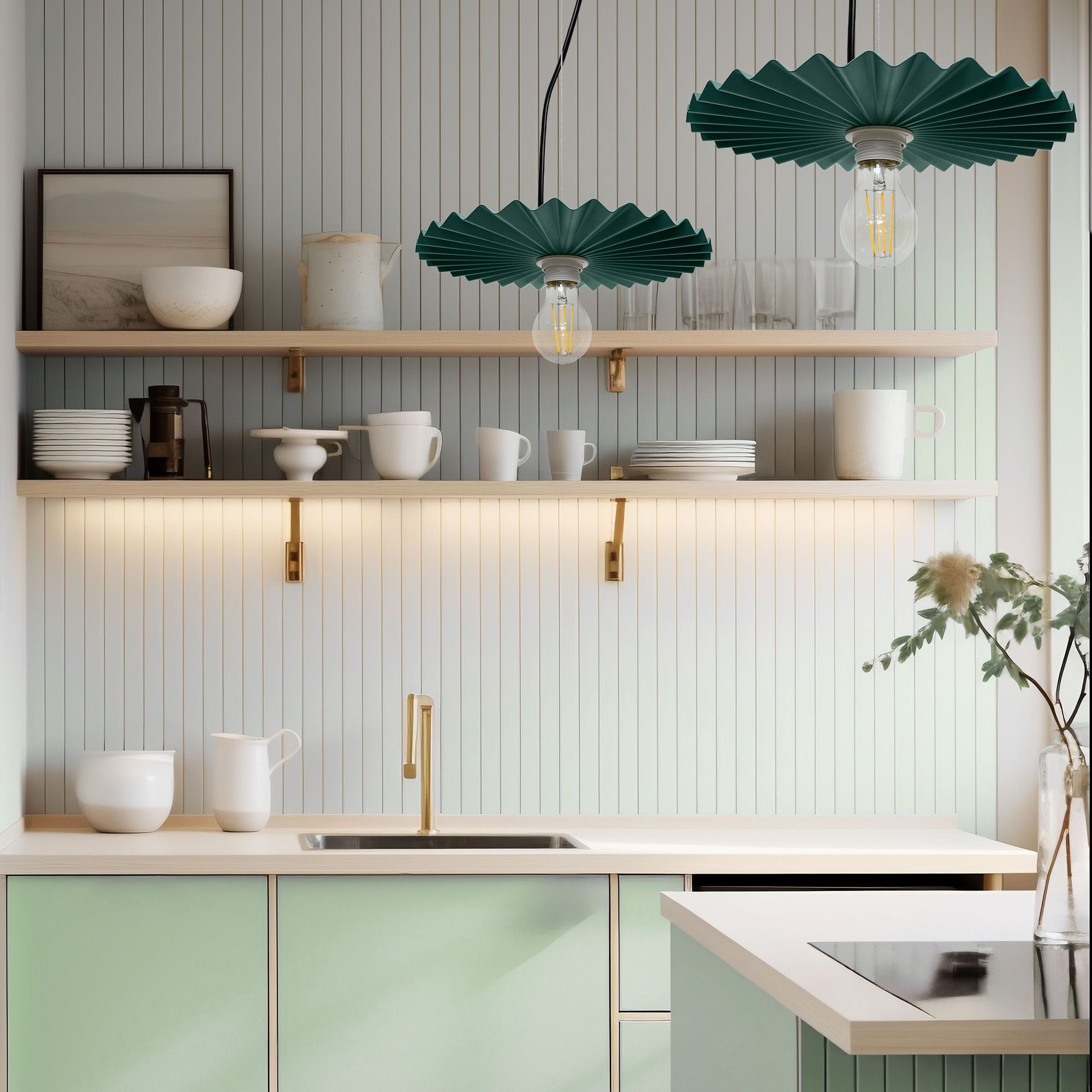 TOOLIGHT hængende loftlampe APP1455-1CP 30CM Grøn 30x30x4cm