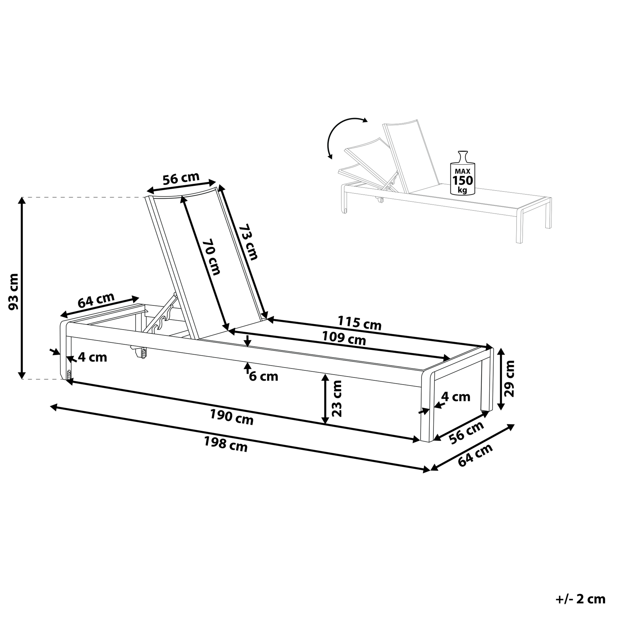 Liggestol FOSSATO Metal Sort
