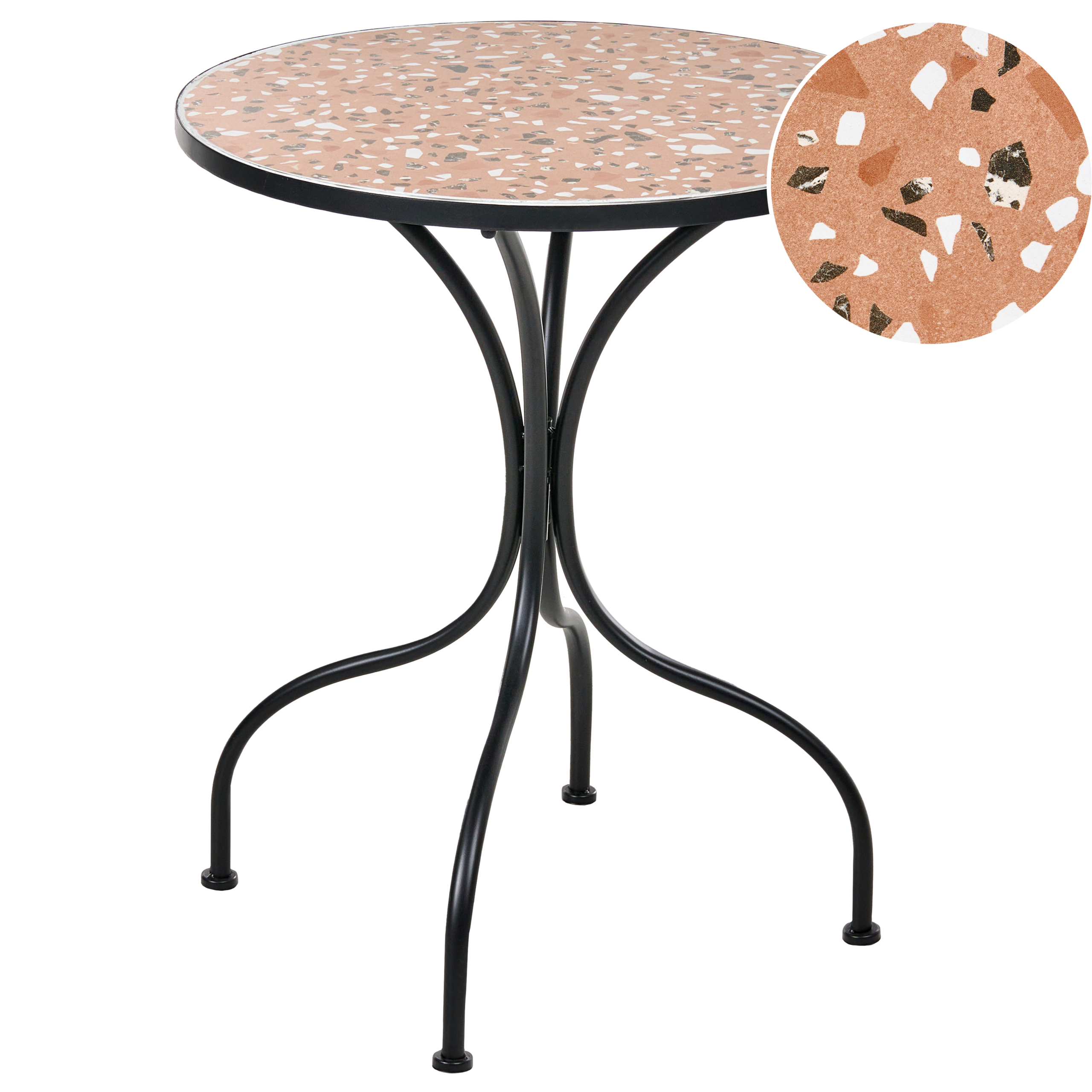 Bistro bord ADRANO 60 cm 60 cm Metal Terrazzo effekt Sort