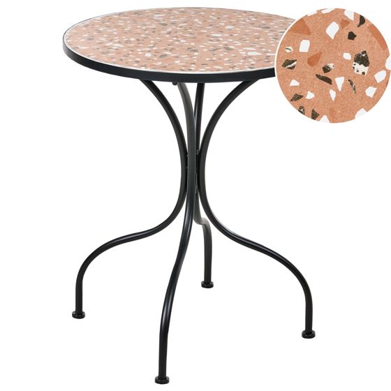 Bistro bord ADRANO 60 cm 60 cm Metal Terrazzo effekt Sort