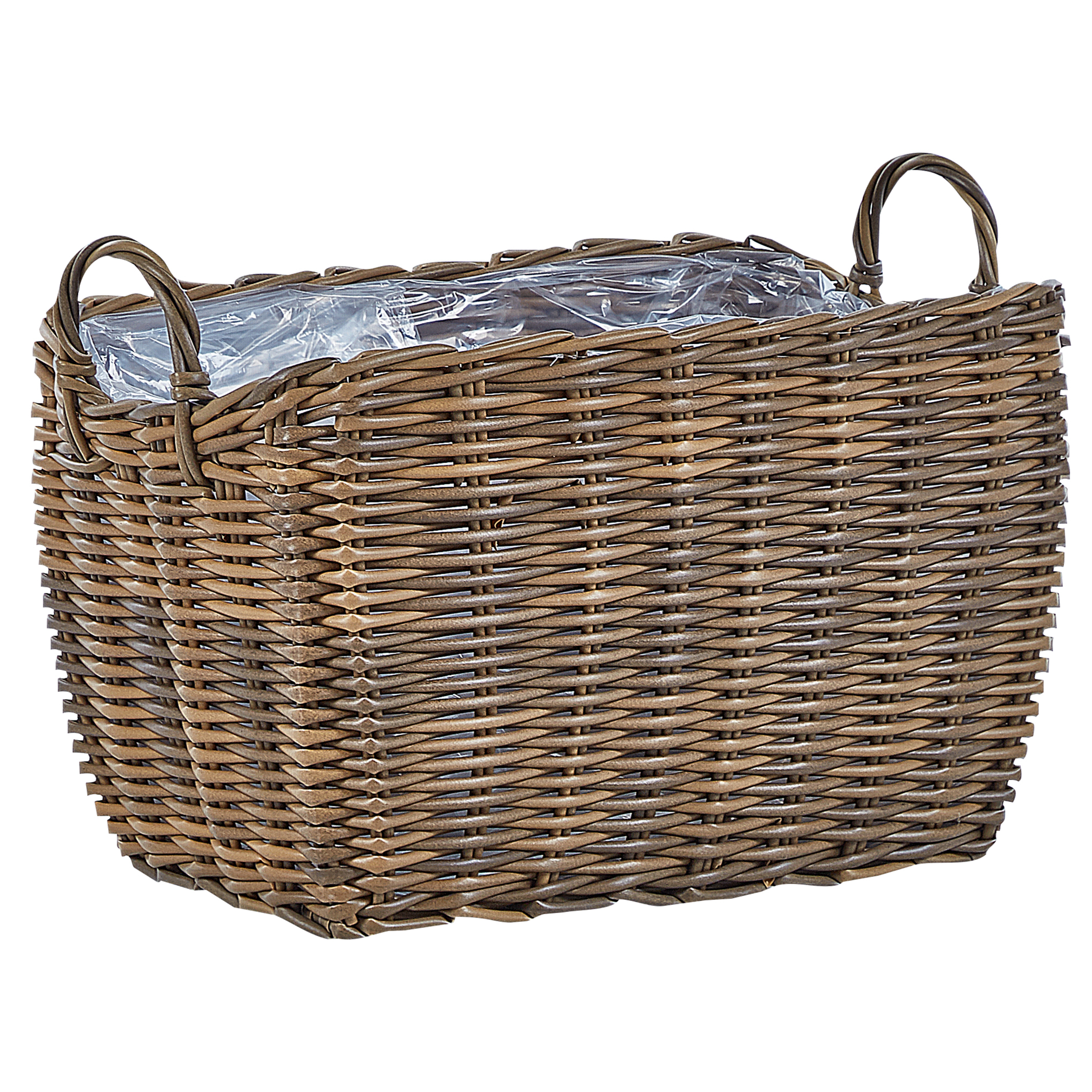 Sæt af 2 flet kurve til planter ORMOS 53/59 cm PE-rattan Brun