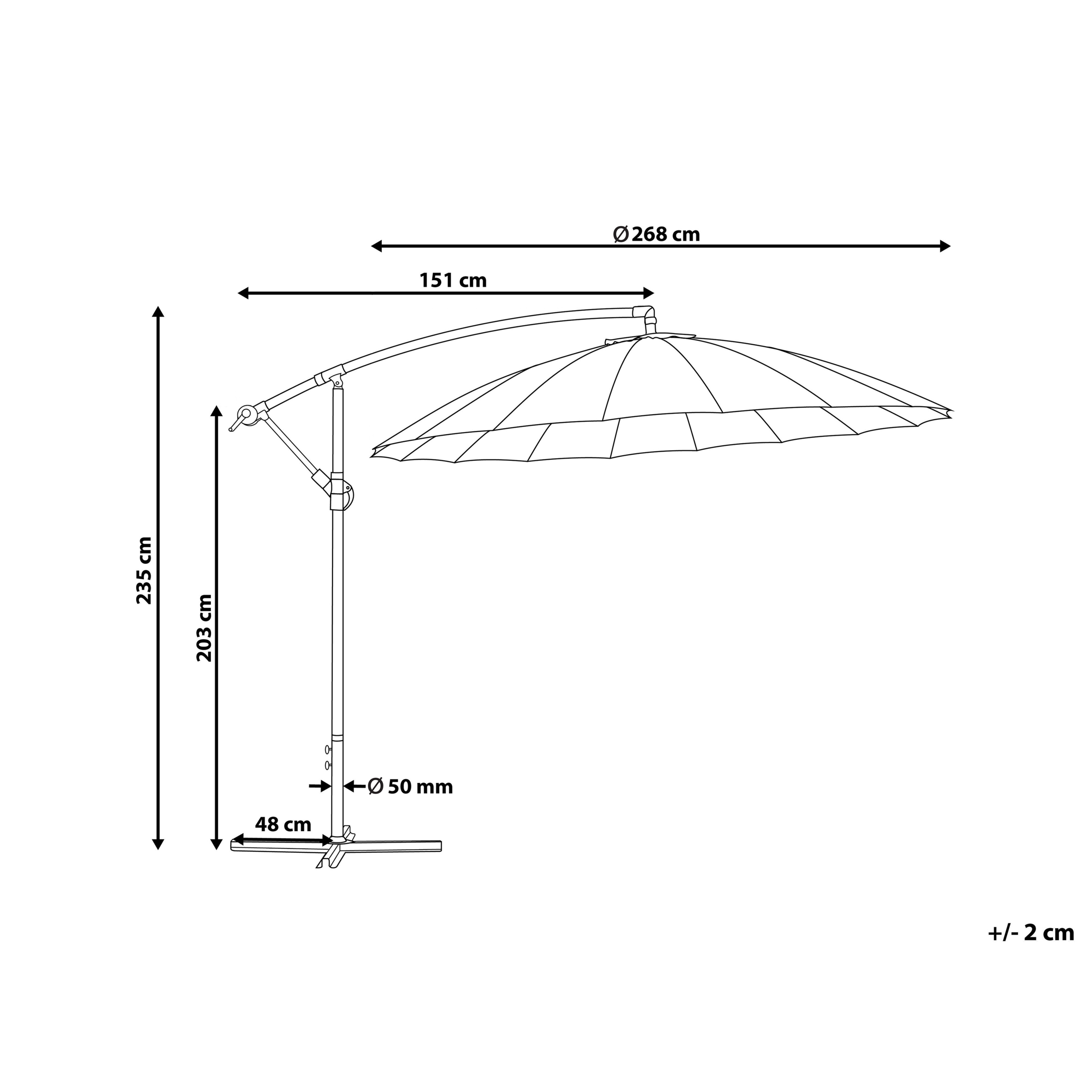 Cantilever parasol 268 cm CALABRIA II Lysegrå