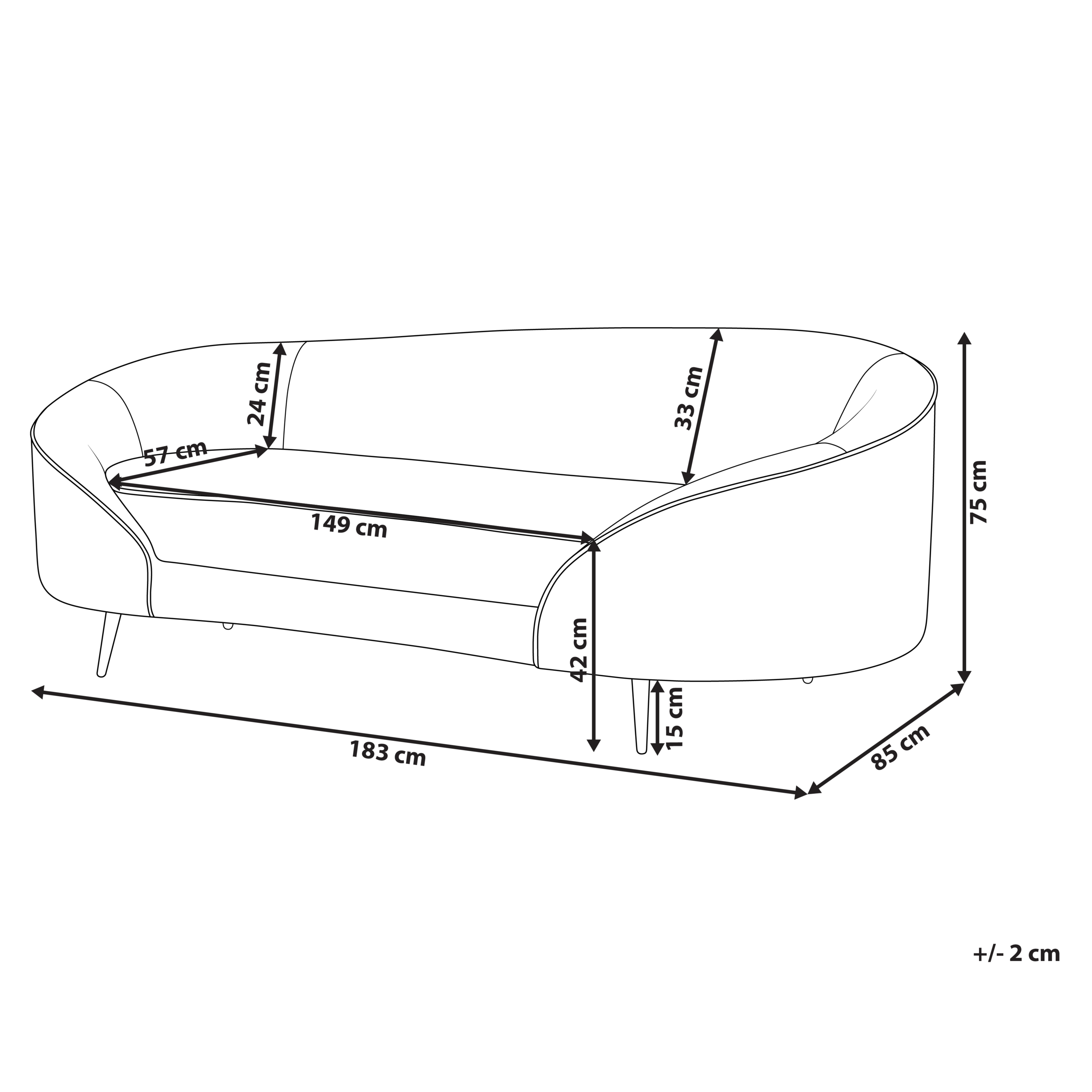 Sofa 2 personers SAVAR Velour Lys Beige