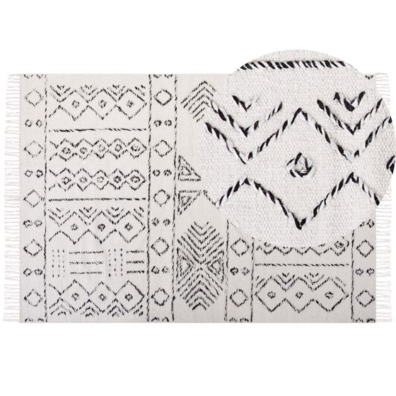 Gulvtæppe ALKENT Hvid 160 x 230 cm Uld