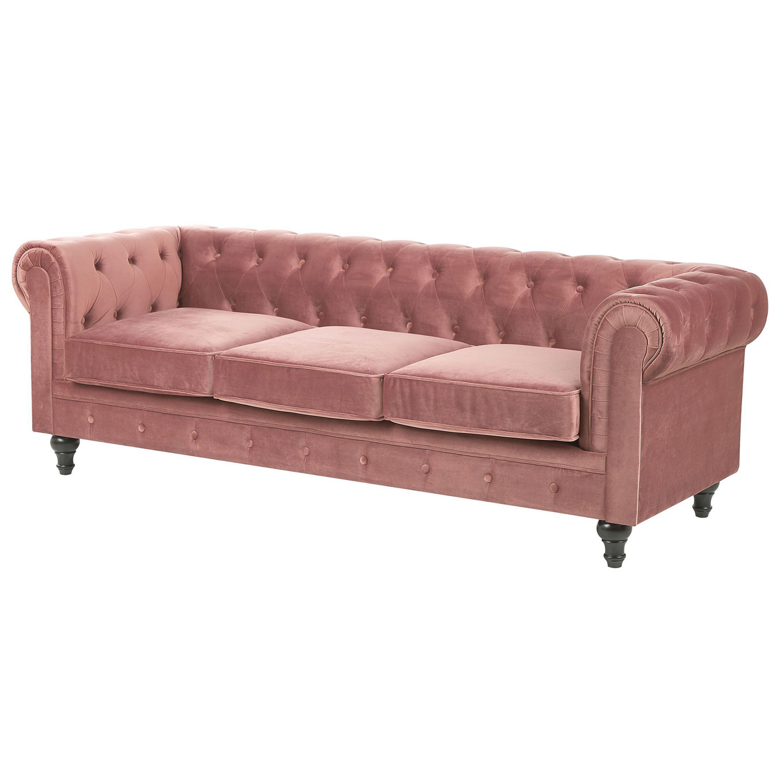 Sofa 3 personers CHESTERFIELD Velour Lyserød