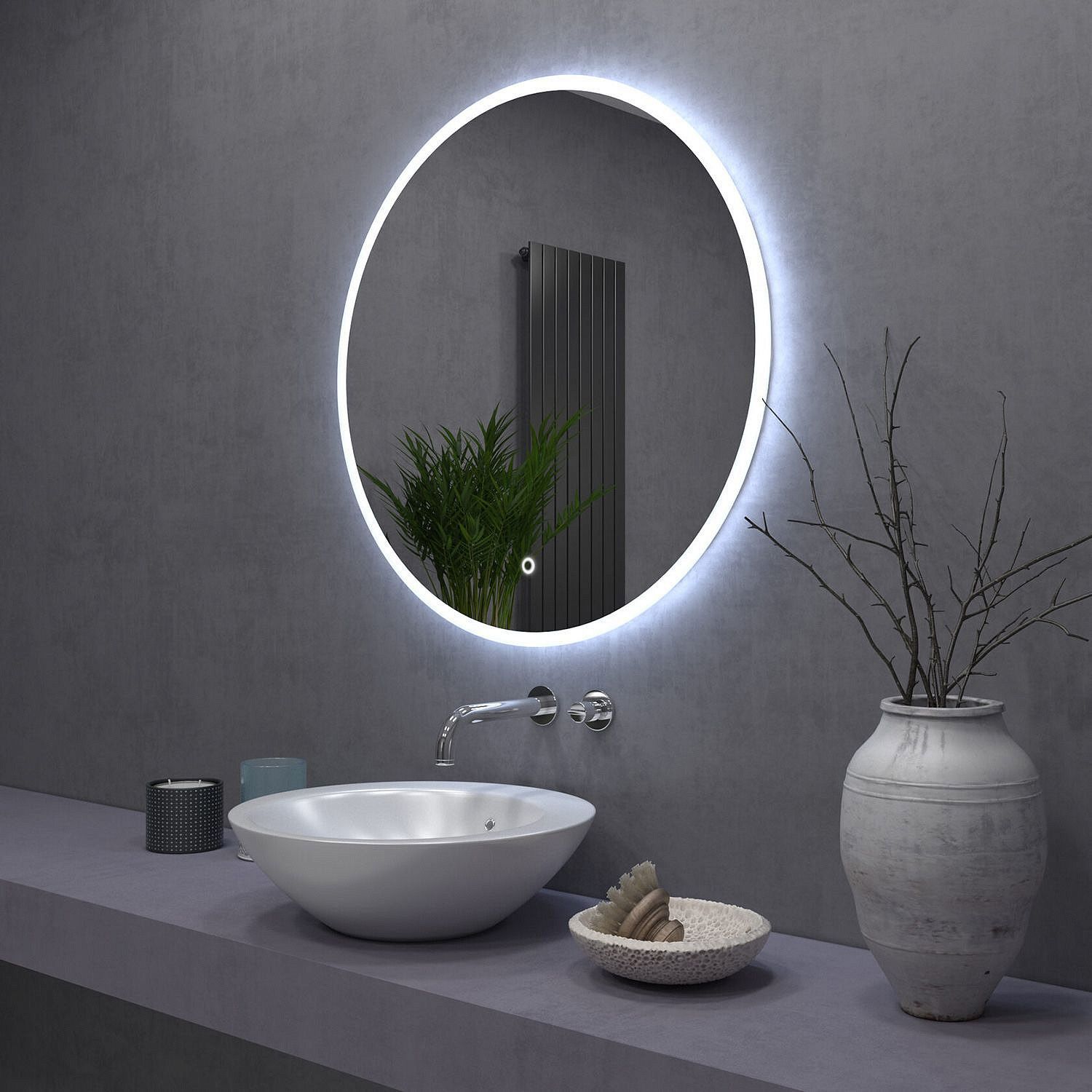 REA spejl LED FFJ 80cm Hvid 2x80x80cm