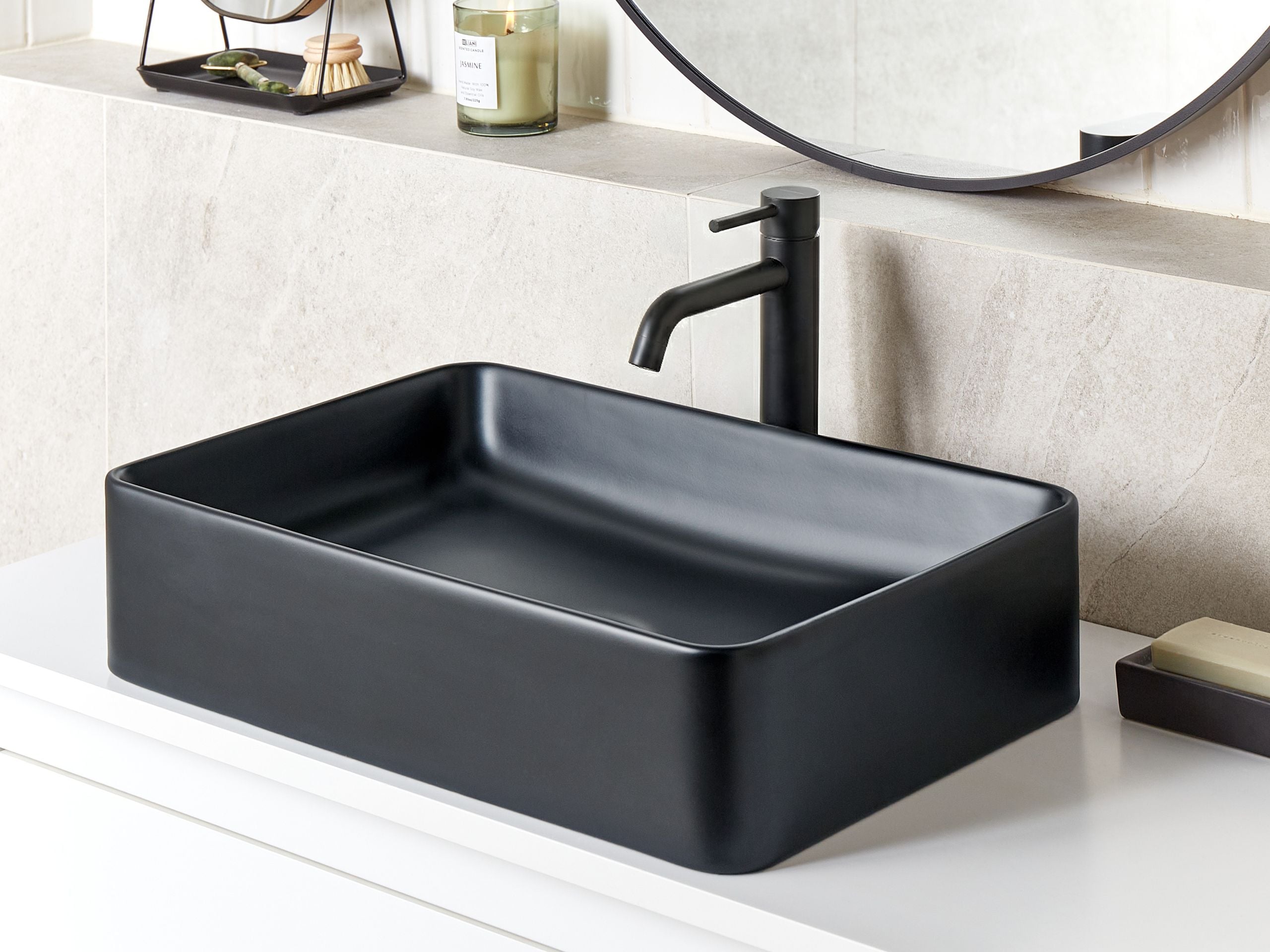 Vask til bordplade CHIVANA 51 x 34 cm Keramik Sort