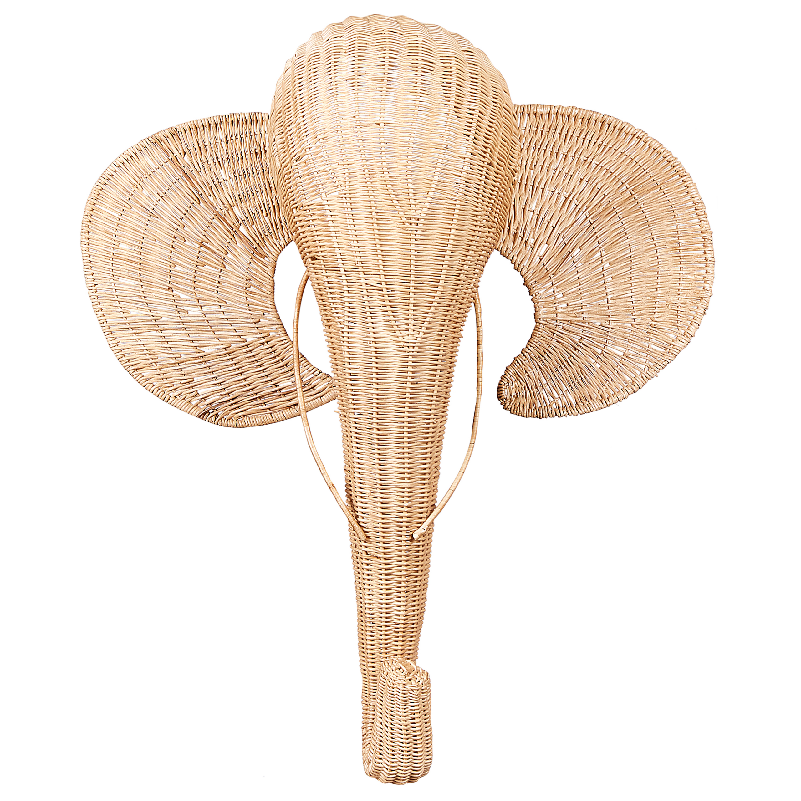 Vægdekoration Elefant GRUNEY 83 cm Rattan Naturlig