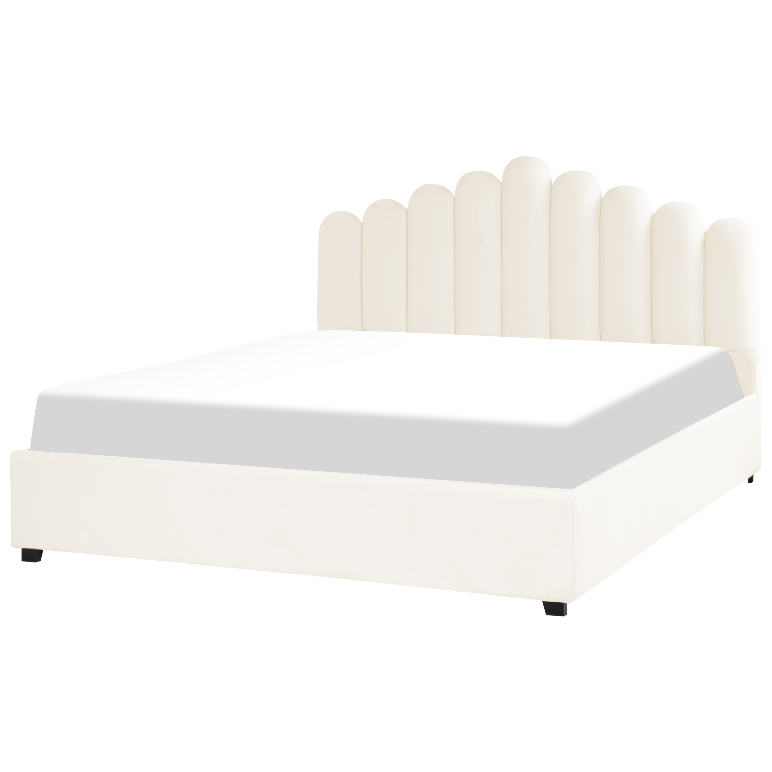 Seng med opbevaring VINCENNES Velour Cremehvid 180 x 200 cm
