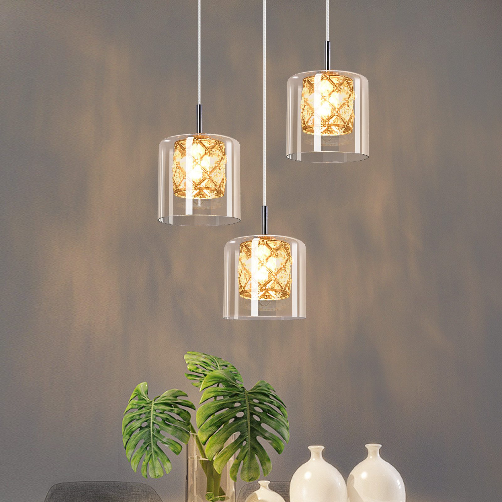 NETTLIFE moderne, krystal, G9, glas, pendellampe, til spisestue, justerbar, højde