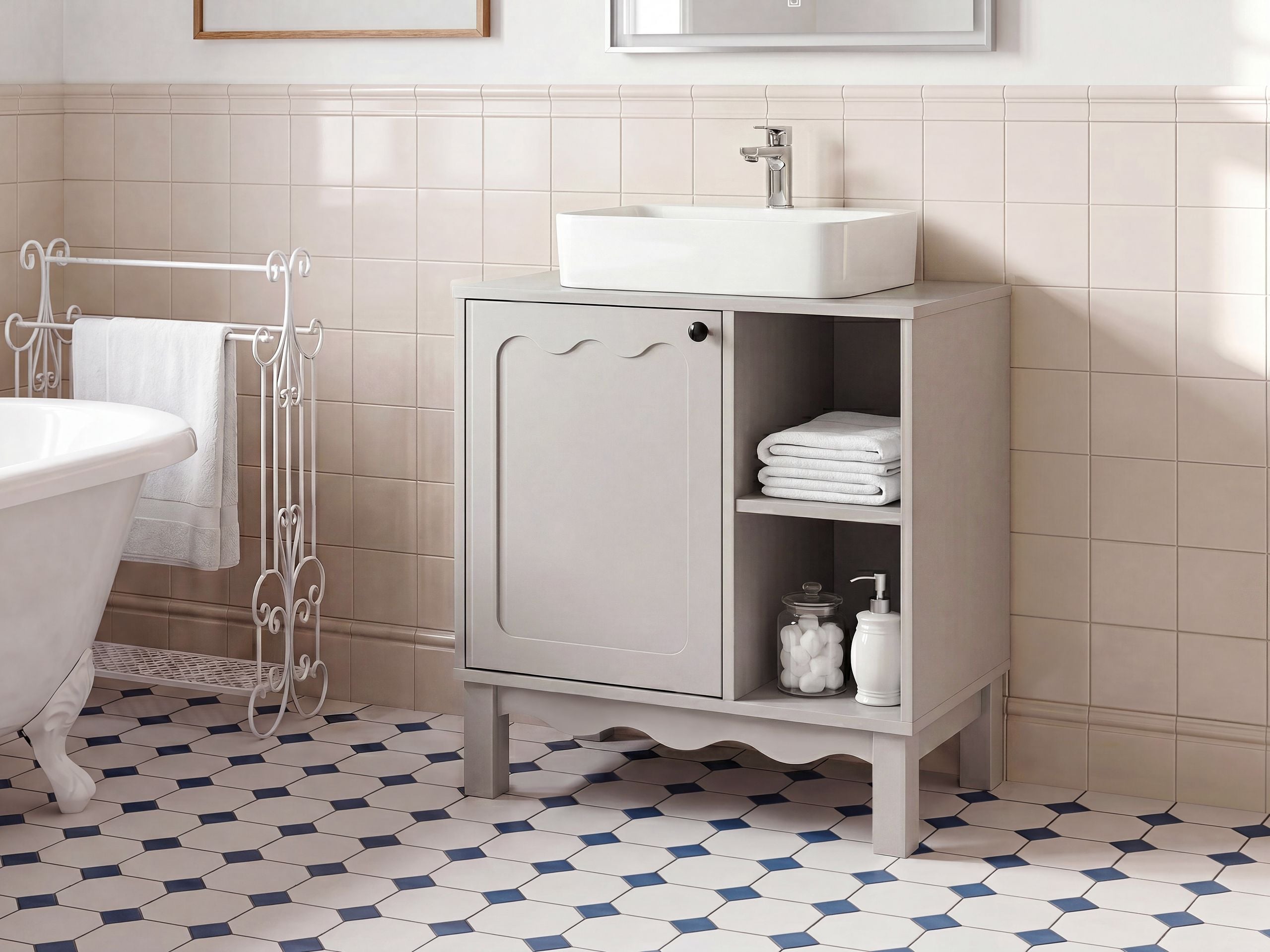 Vaskeskab PENON 60 cm Lys Beige