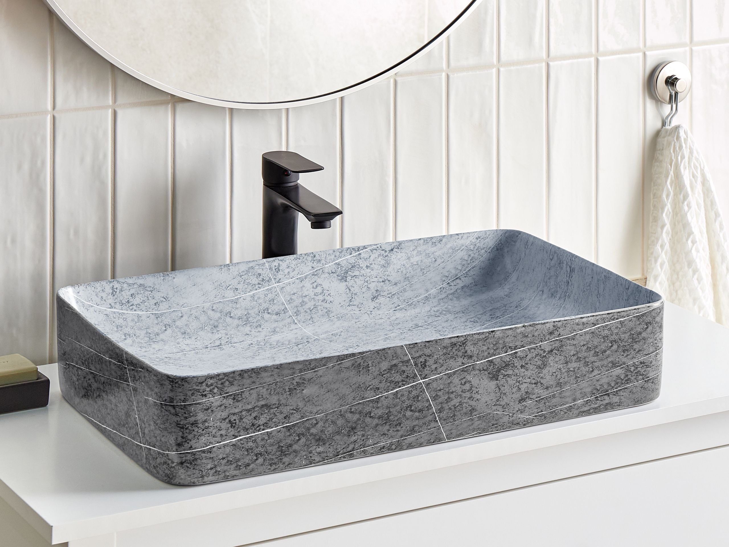 Vask til bordplade ARTAJ 61 x 35 cm Keramik Grå betoneffekt