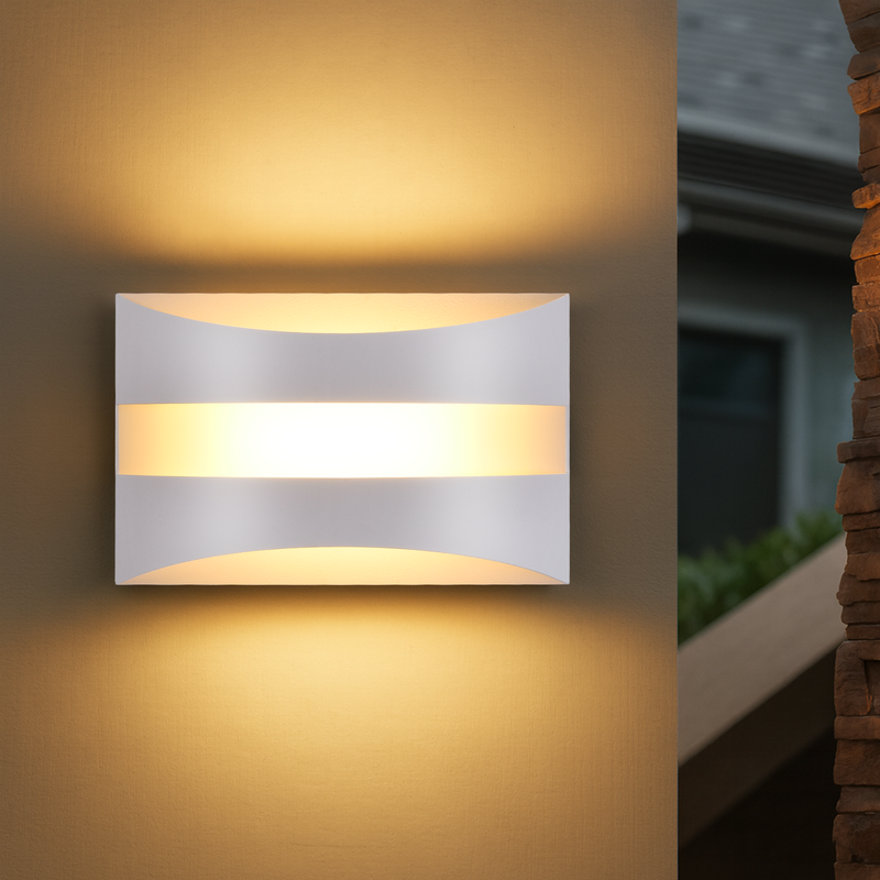 NETTLIFE Hvid indendørs væglampe med LED-belysning - Moderne design, varm hvid 3000 K, 5 W med op-/nedbelysning