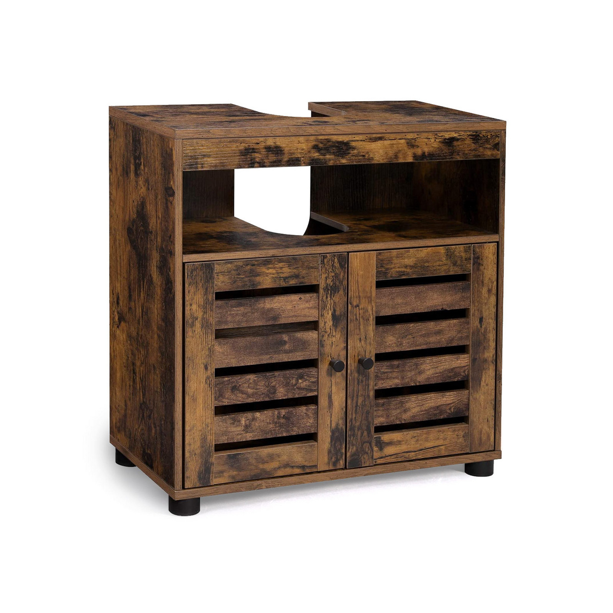 Vasagle vaskeskab, 60 × 30 × 63 cm, justerbar hylde, rustikbrun, BBK04BX