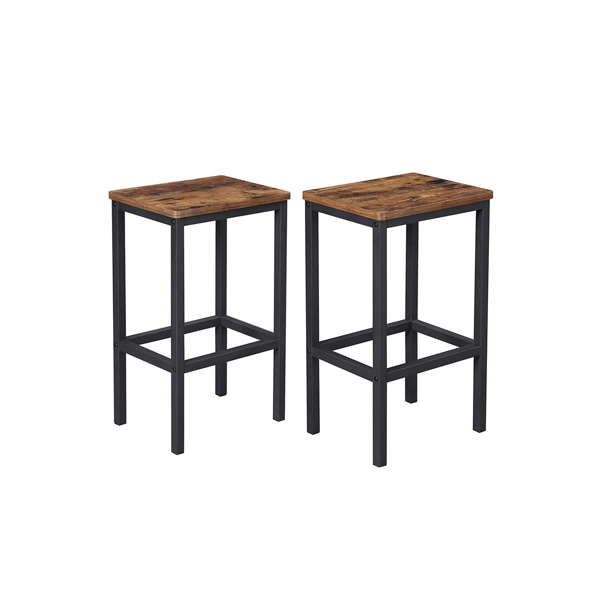 Vasagle barstol, 2-pak, 40 × 30 × 65 cm, med fodstøtte, rustikbrun
