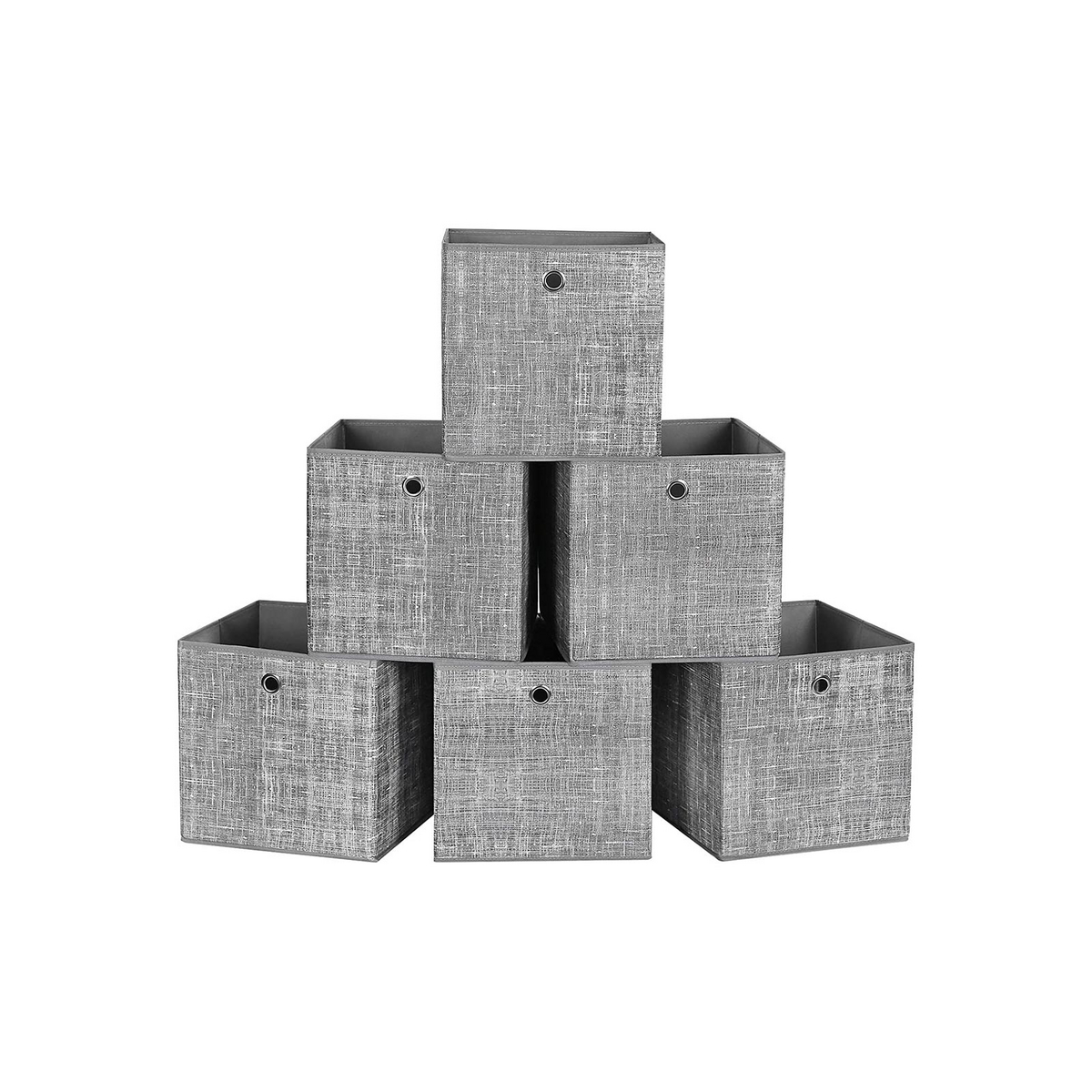SONGMICS opbevaringskasser, 6-pak, 30 × 30 × 30 cm, sammenklappelig, grå, RFB02LG-3