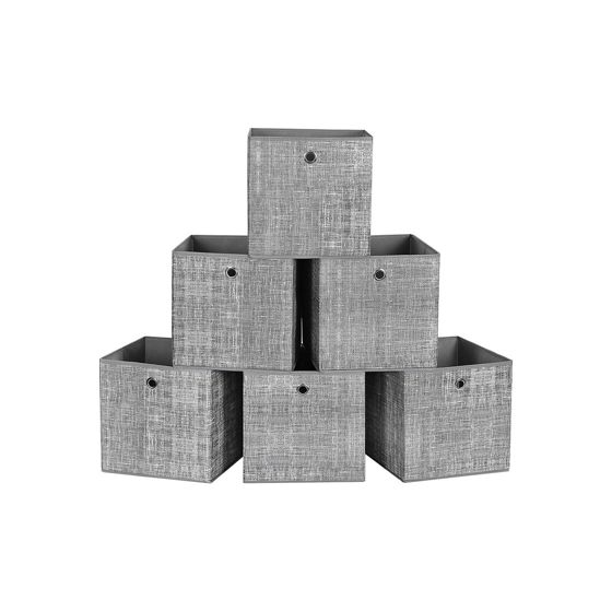 Songmics opbevaringskasser, 6-pak, 30 × 30 × 30 cm, sammenklappelig, grå, RFB02LG-3