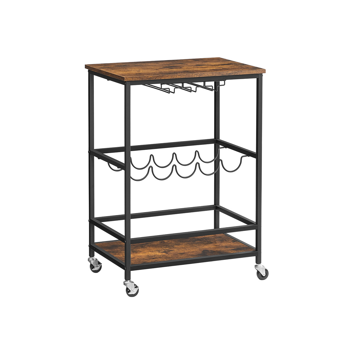 Vasagle opbevaringsvogn, 60 × 40 × 75 cm, vintagebrun/sort, LRC087B01