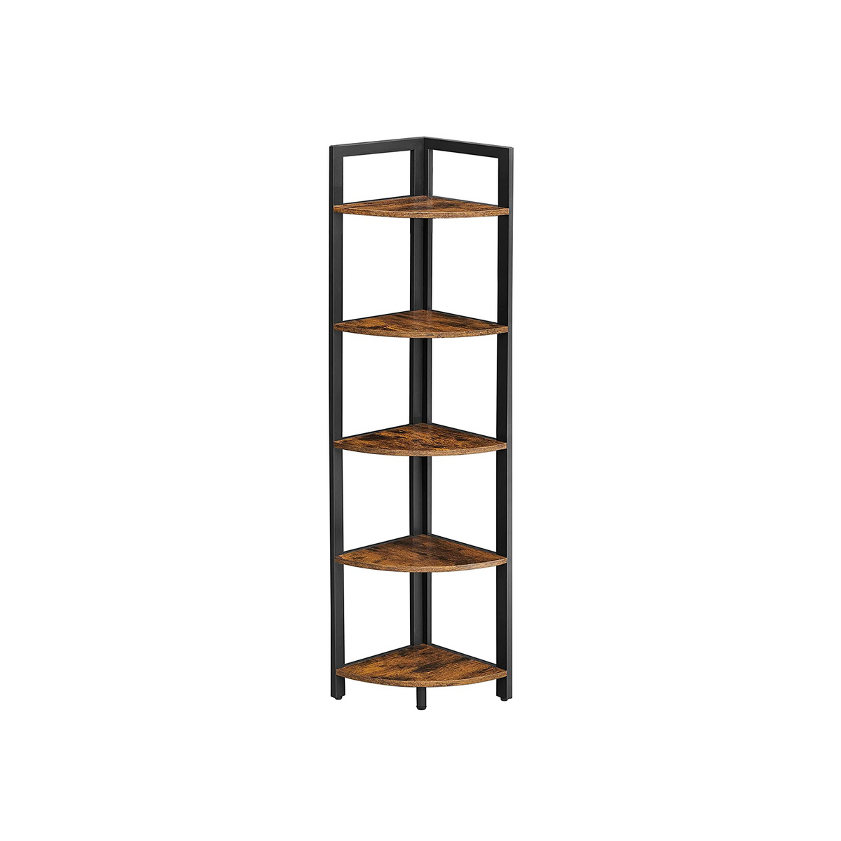 VASAGLE hjørnehylde, 5 niveauer, 30 × 30 × 150 cm, rustikbrun/sort, LLS803B01