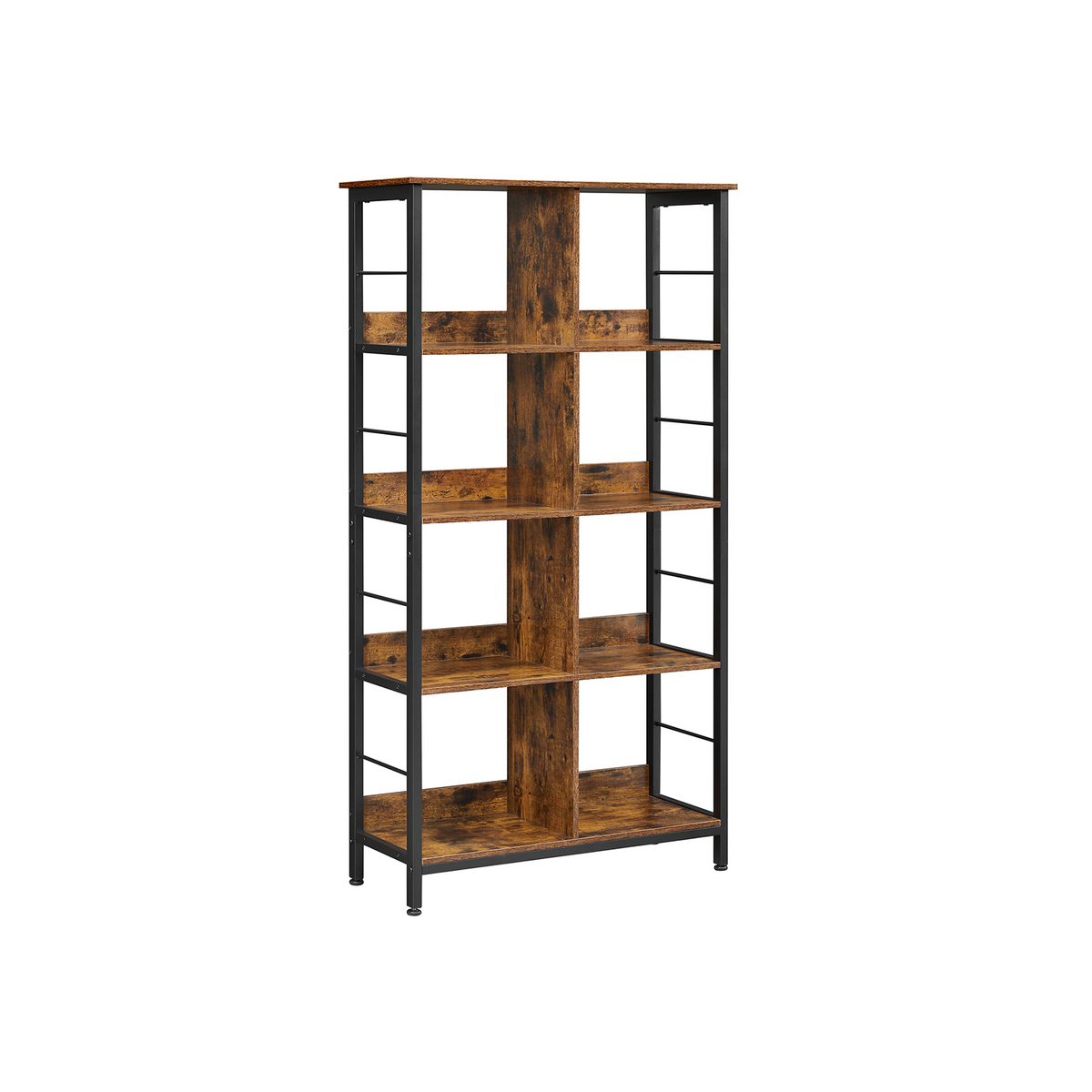 VASAGLE bogreol, 4 niveauer, 80 × 33 × 149 cm, rustikbrun/sort, LLS105B01