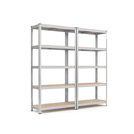 Songmics reol, 2-pak, 5 niveauer, 40 × 90 × 180 cm, sølv, GLR040E02
