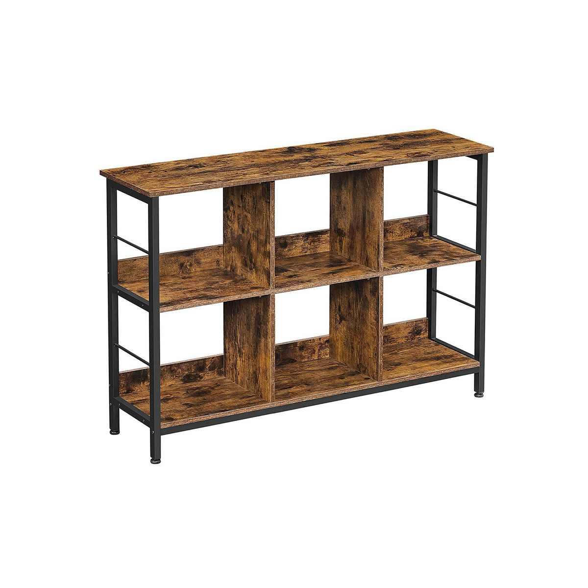 VASAGLE bogreol, 6 rum, 33 × 120 × 80 cm, rustikbrun/sort, LLS104B01