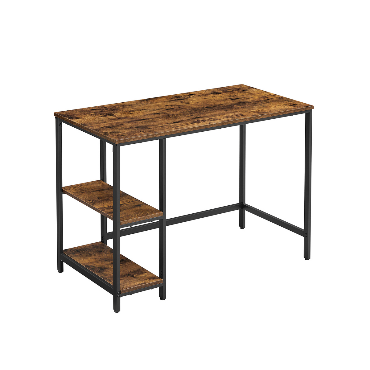 VASAGLE skrivebord, 2 hylder, vintagebrun/sort, LWD046B01