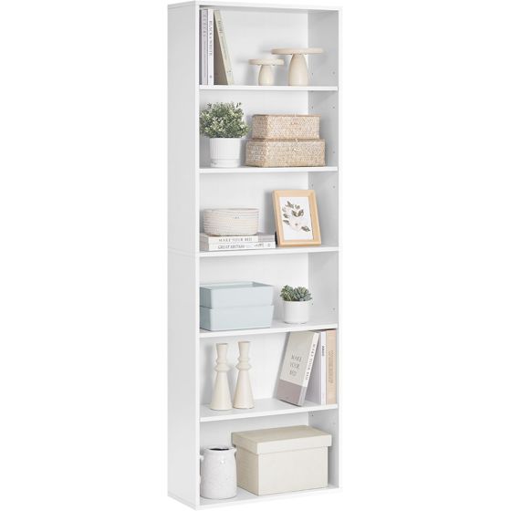 Vasagle bogreol, 6 niveauer, 24 × 60 × 178.5 cm, hvid, LBC169T14