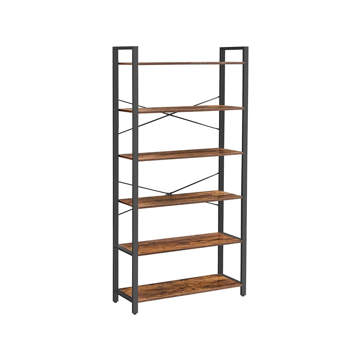 VASAGLE bogreol, 6 niveauer, 80 × 30 × 186 cm, rustikbrun/sort, LLS082B01