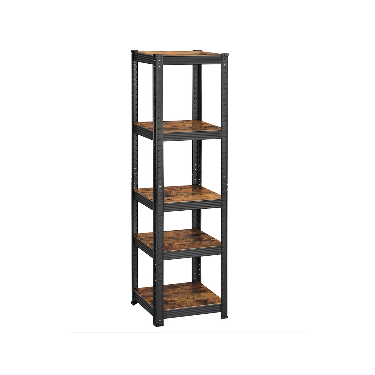 SONGMICS reol, 37 × 37 × 150 cm, justerbar, rustikbrun/sort, GLR037B01