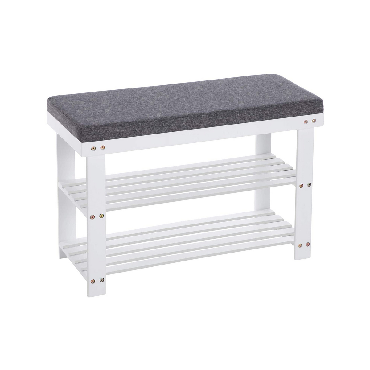 SONGMICS skobænk, 2 niveauer, 71 × 29 × 49 cm, hvid/grå, LBS604W01