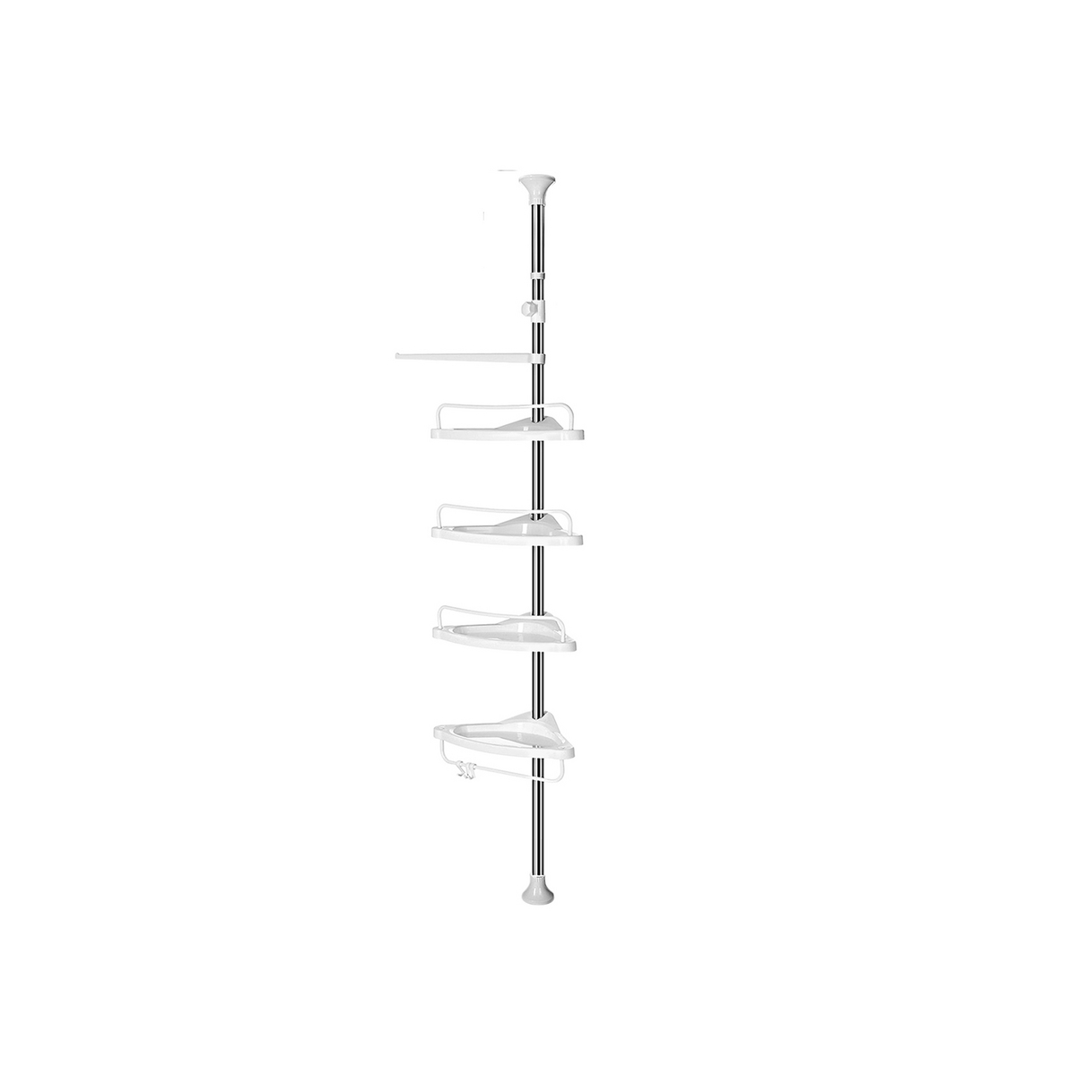SONGMICS hjørnehylde, 3 kroge, 95–300 cm, justerbar, hvid/sølv, BCB02SW