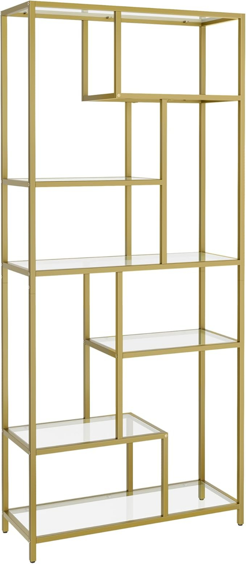 VASAGLE bogreol, 6 niveauer, 30 × 80 × 180 cm, guld, LGT502A01