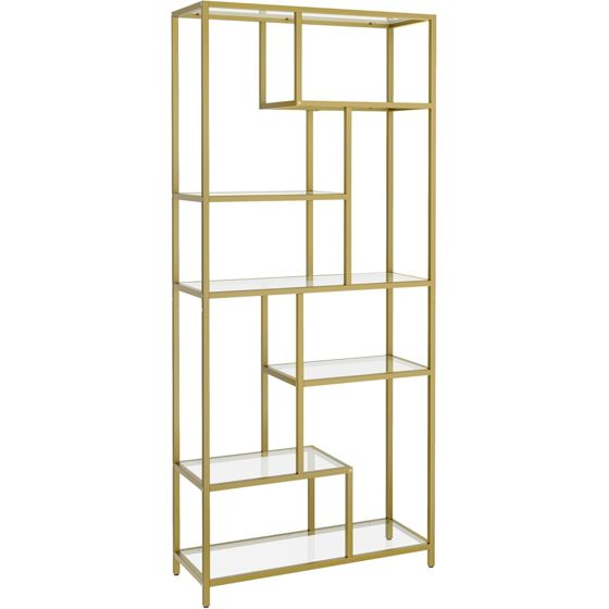 Vasagle bogreol, 6 niveauer, 30 × 80 × 180 cm, guld, LGT502A01
