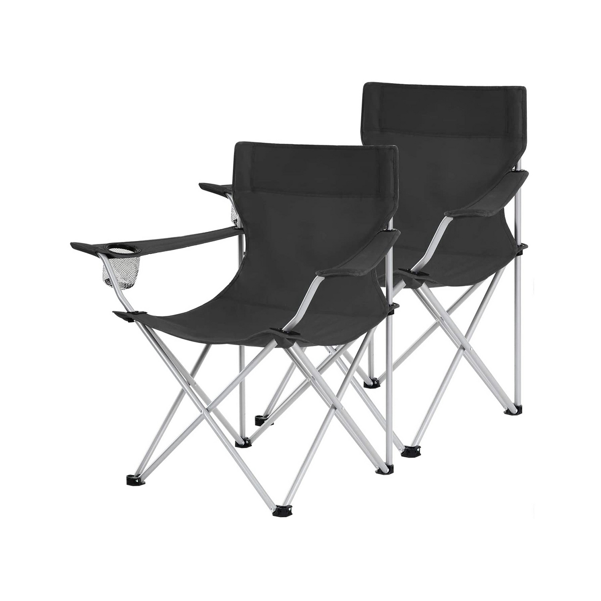 SONGMICS sammenklappelige campingstole, 2-pak, armlæn og kopholder, maks. 120 kg