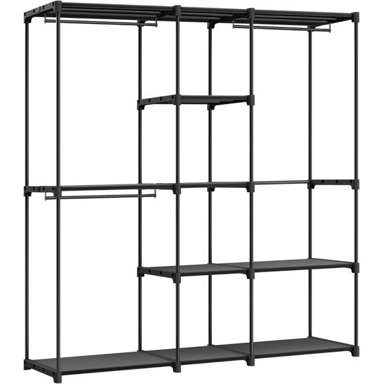 Songmics garderobeskab, 43 × 182 × 182 cm, fritstående, sort, RYG037B02