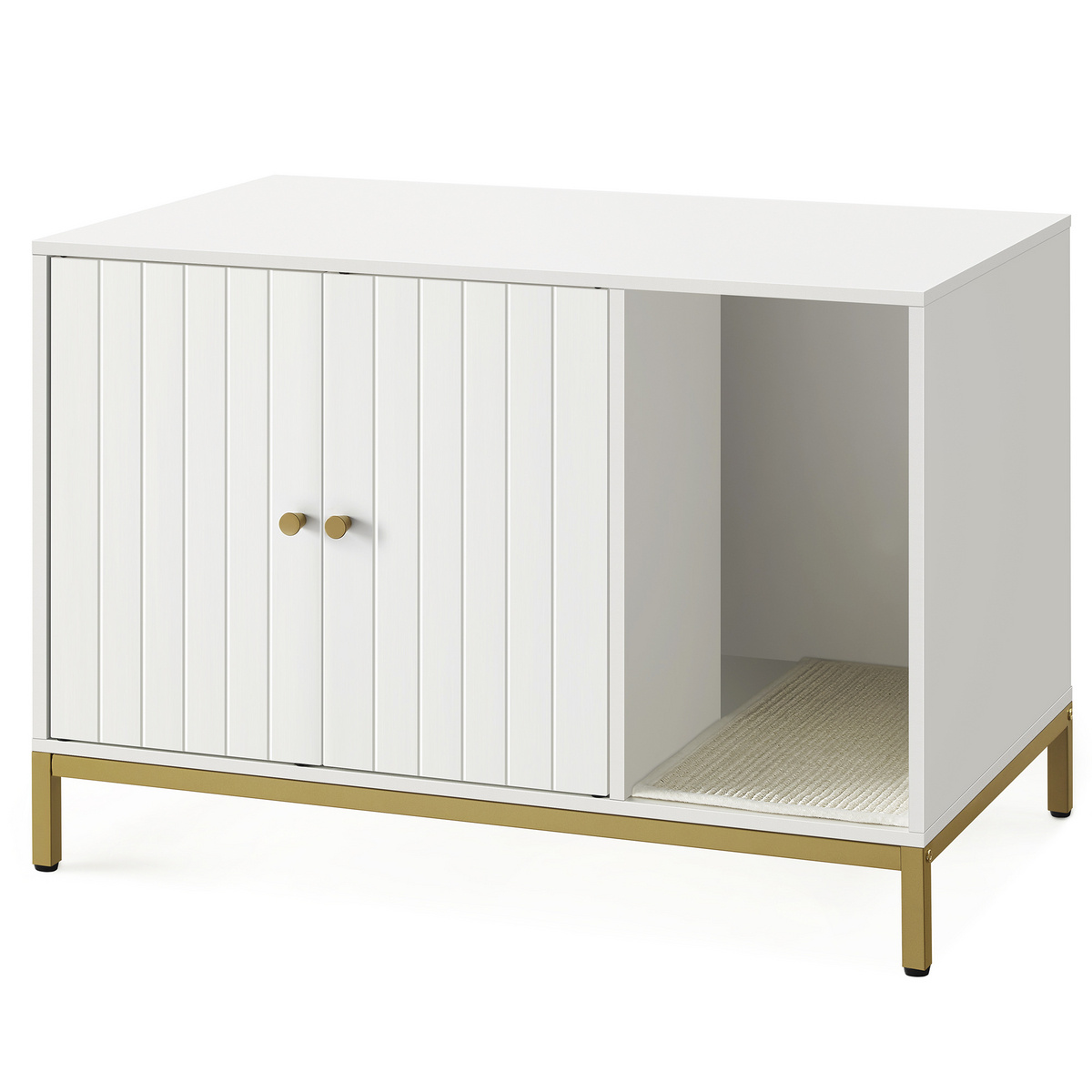 FEANDREA kattebakke, 80 × 50 × 55 cm, hvid/guld, PCL007W01V1