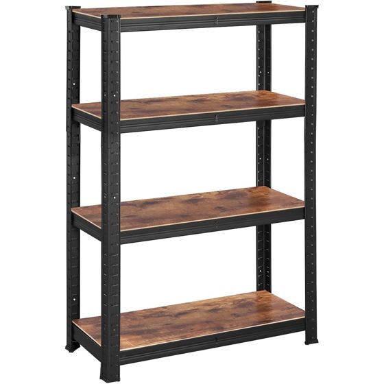 Songmics reol, 40 × 80 × 160 cm, justerbar, rustikbrun/sort, GLR044B11