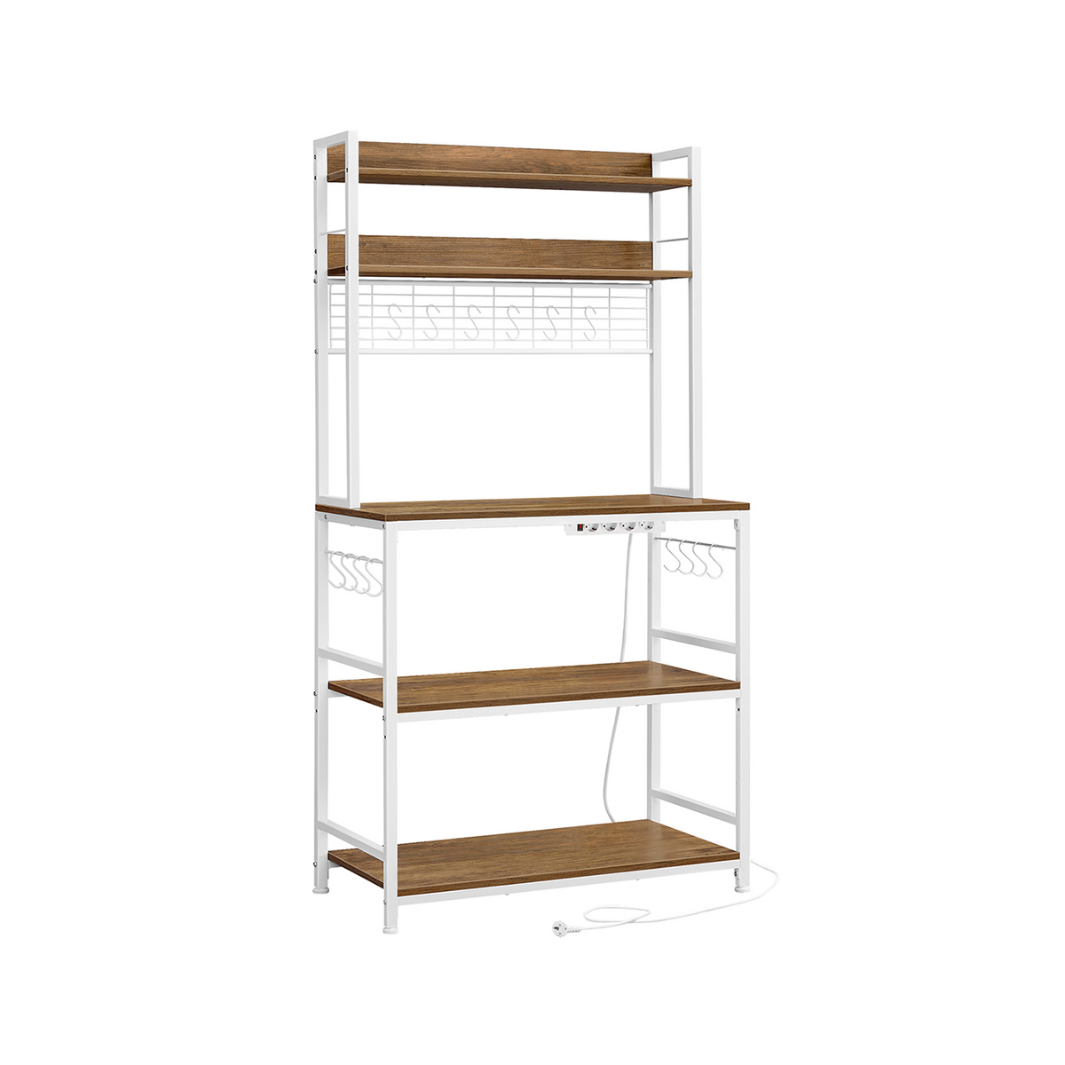 Vasagle køkkenreol, 14 kroge, 40 × 80 × 170 cm, brun, KKS025W41EU