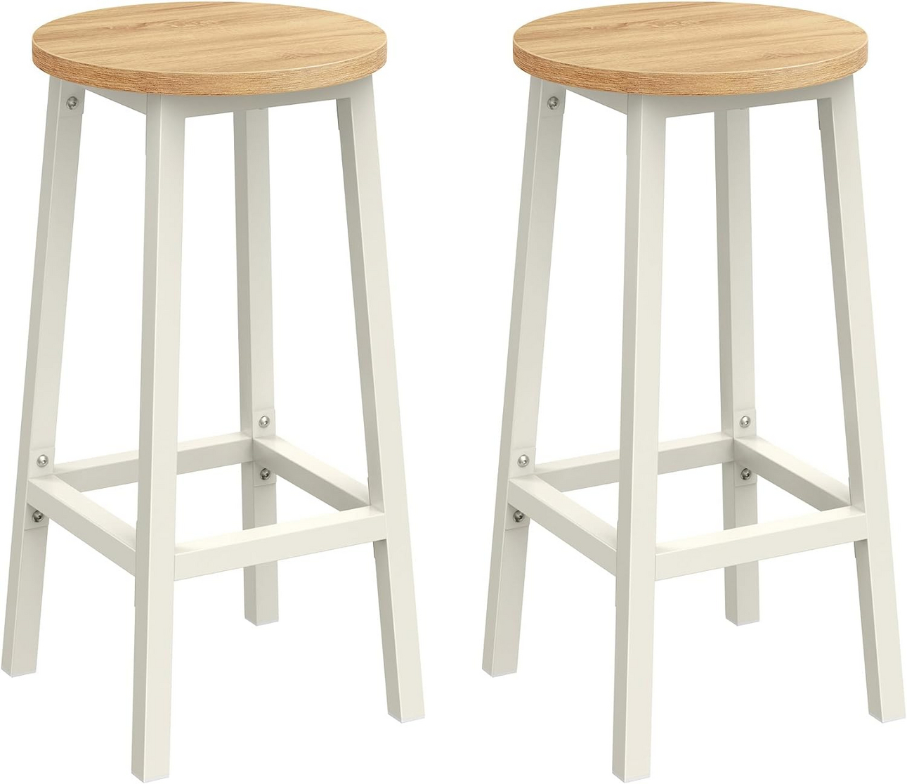 Vasagle barstol, 2-pak, med fodstøtte, beige/hvid eg, LBC032W09