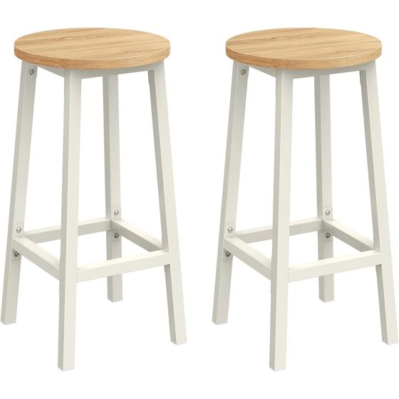 Vasagle barstol, 2-pak, med fodstøtte, beige/hvid eg, LBC032W09