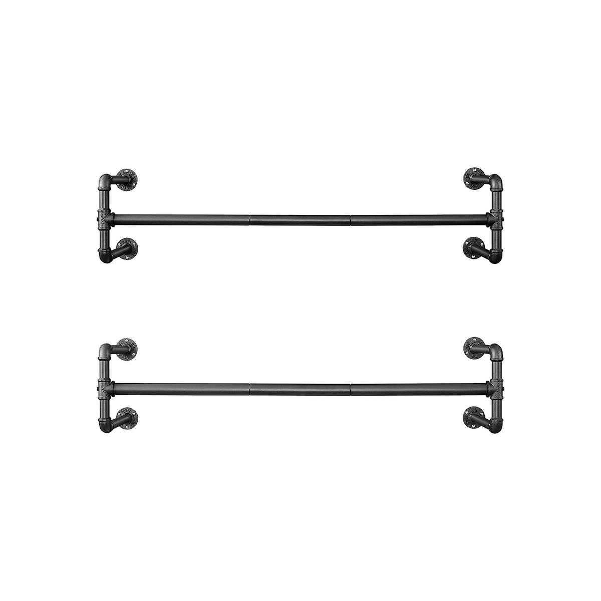 SONGMICS tøjstativ, 2-pak, 110 × 30 × 29.3 cm, vægmonteret, sort, HSR64BK-02