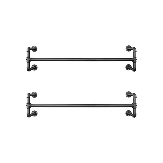 Songmics tøjstativ, 2-pak, 110 × 30 × 29.3 cm, vægmonteret, sort, HSR64BK-02